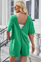 Lovelet Backless Round Neck Half Sleeve Romper - Delanoir