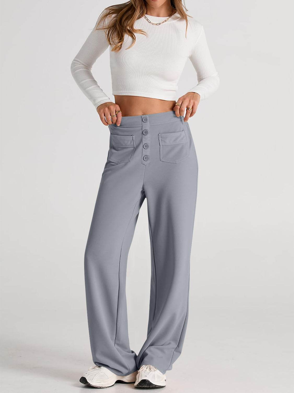 High Waist Wide Leg Pants - Delanoir