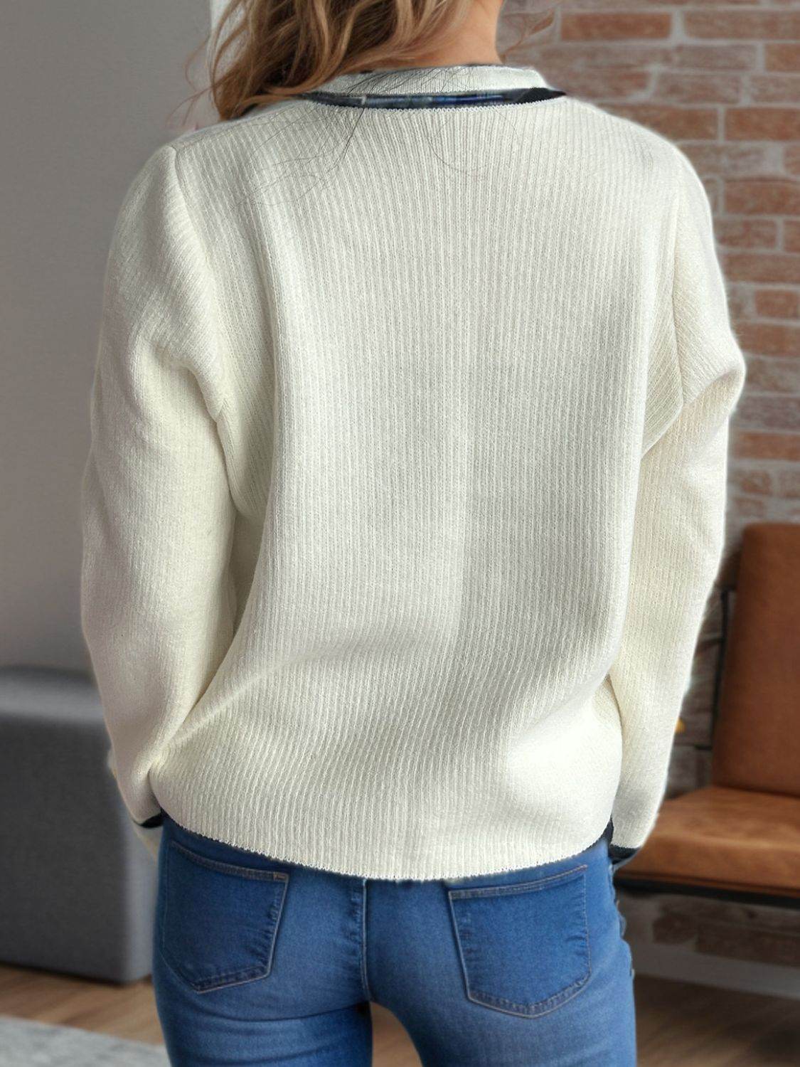 Button Down Long Sleeve Cardigan - Delanoir