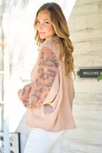 Hailey & Co Leopard Sleeve Color Block Knit Top - Delanoir