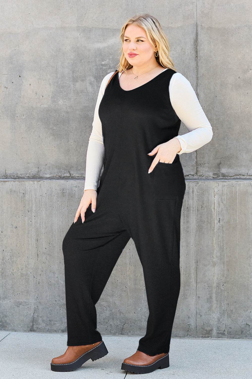 Double Take Full Size Sleeveless Straight Jumpsuit - Delanoir