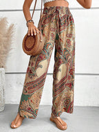 Printed Wide Leg Pants - Delanoir
