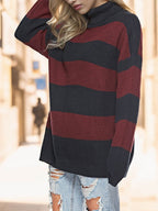 Striped Turtleneck Long Sleeve Sweater - Delanoir