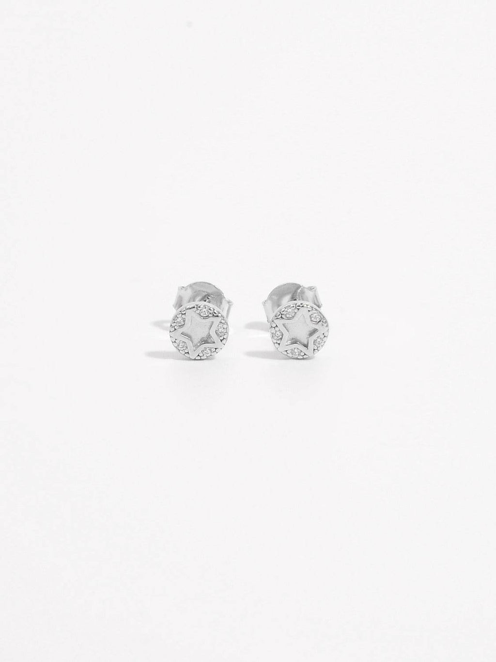 925 Sterling Silver Zircon Star Stud Earrings - Delanoir