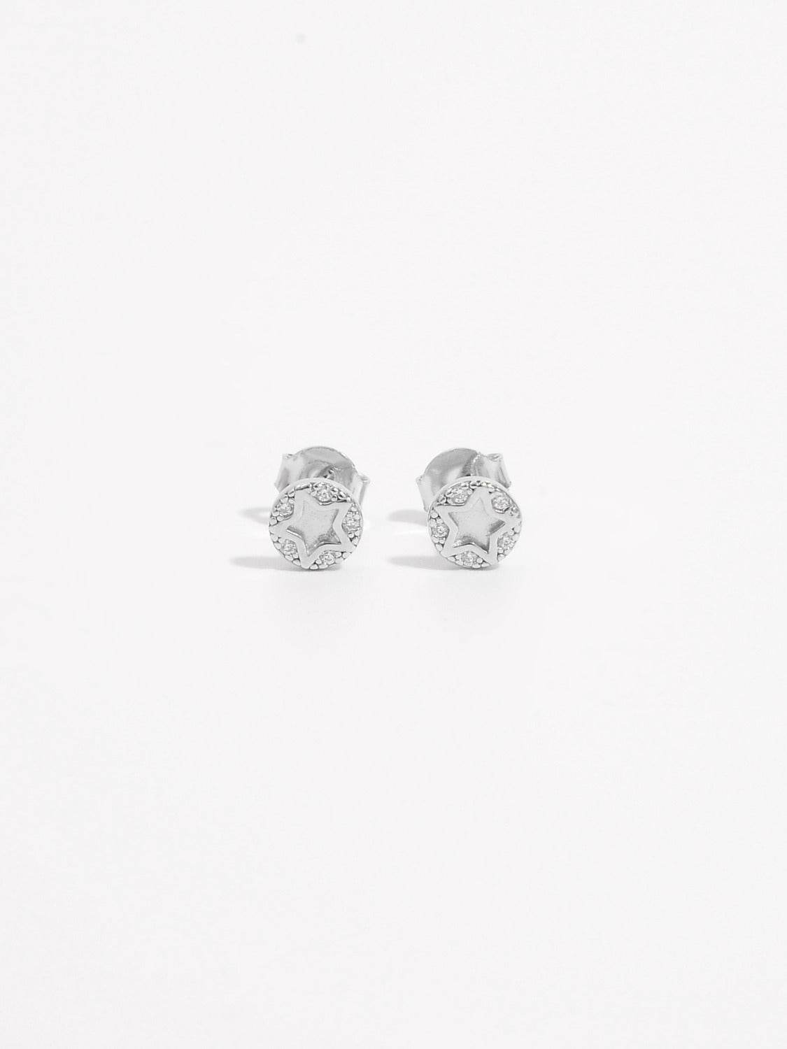 925 Sterling Silver Zircon Star Stud Earrings - Delanoir