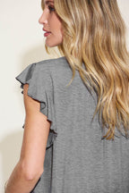 Basic Bae Full Size Bamboo Notched Ruffled Short Sleeve T-Shirt - Delanoir
