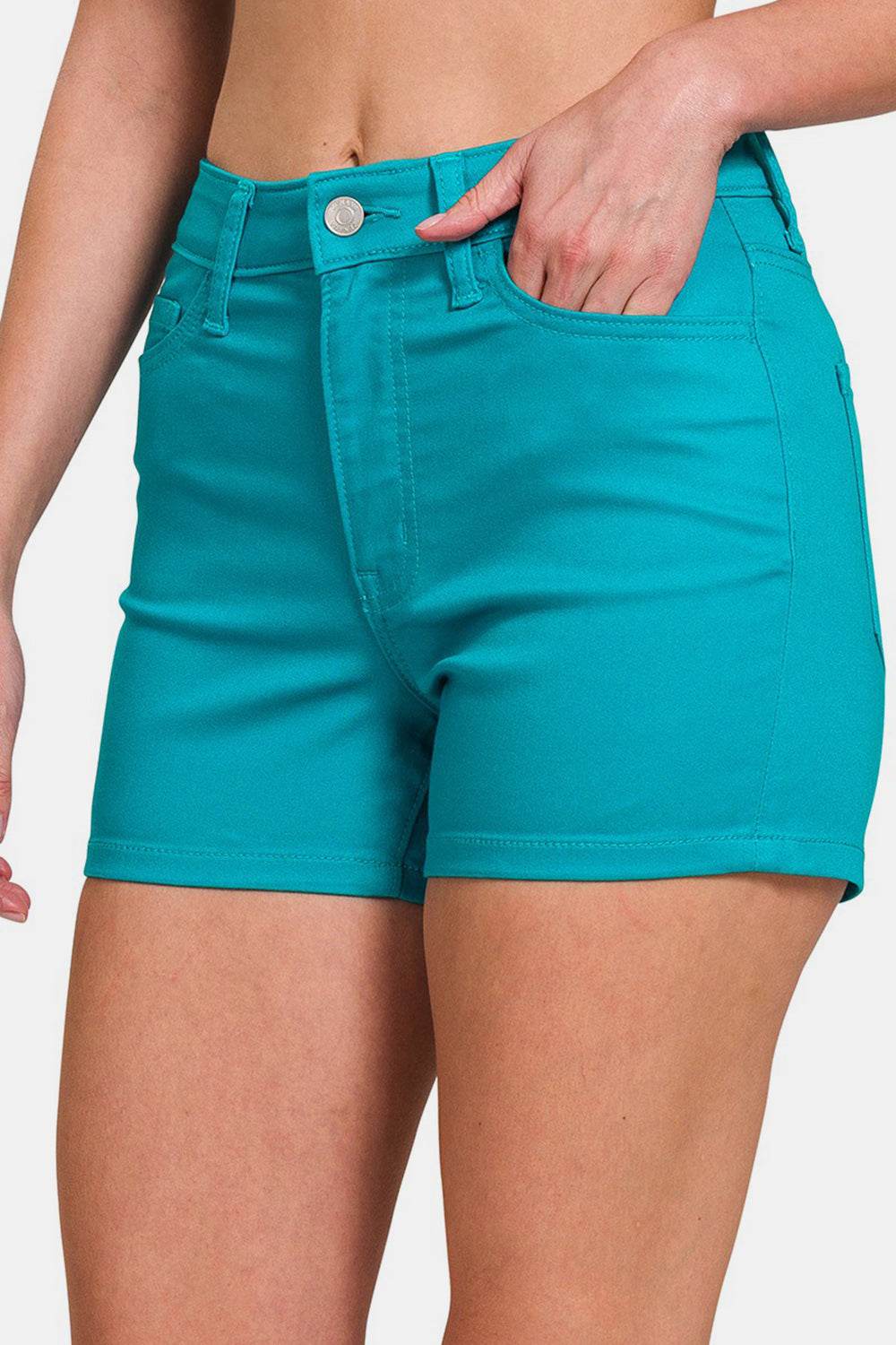Zenana High Waist Denim Shorts - Delanoir