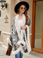 Printed Open Front Poncho - Delanoir