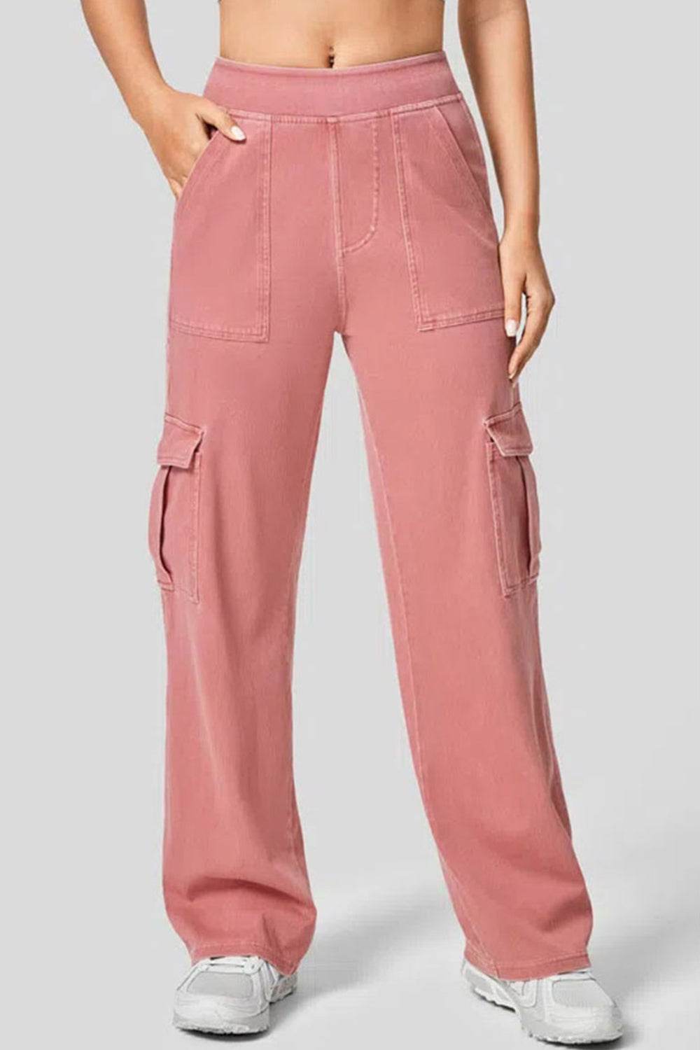 High Waist Straight Leg Cargo Jeans - Delanoir