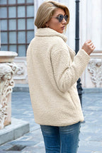 Ivy Lane Full Size Lapel Collar Sherpa Coat - Delanoir