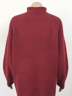 Mock Neck Dropped Shoulder Sweater Dress - Delanoir