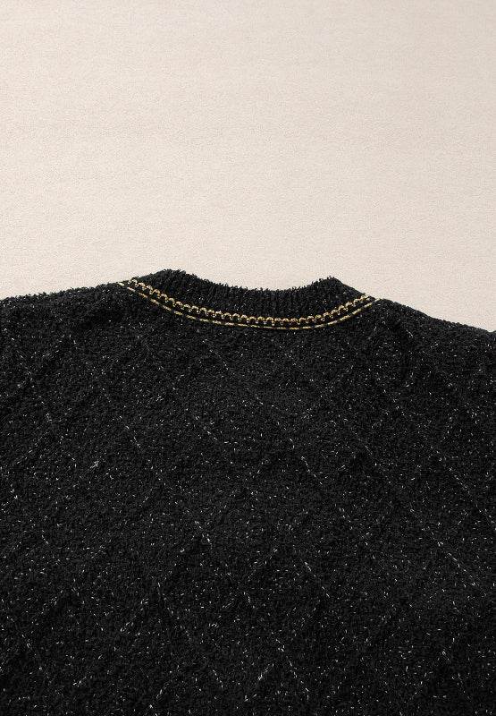 Round Neck Button Up Long Sleeve Cardigan - Delanoir