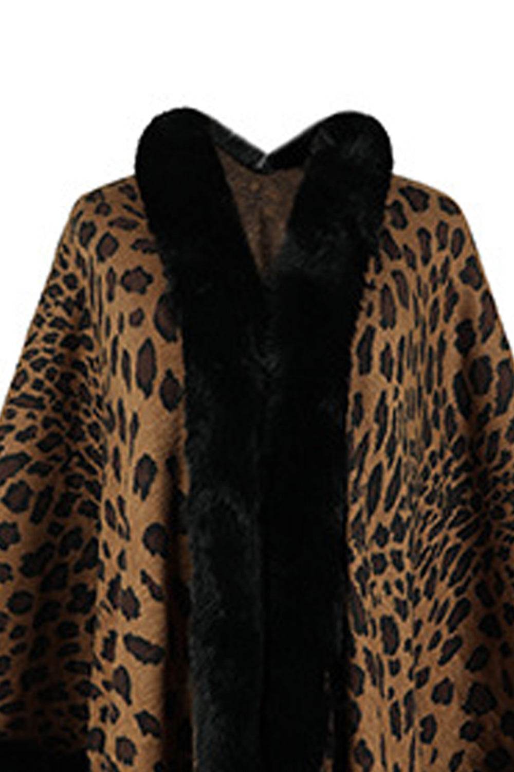 Leopard Open Front Poncho - Delanoir