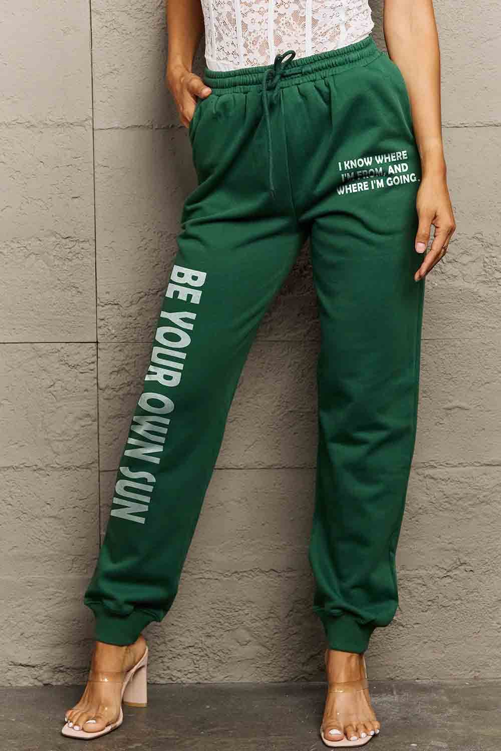 Simply Love Full Size BE YOUR OWN SUN Graphic Sweatpants - Delanoir