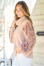 Hailey & Co Leopard Sleeve Color Block Knit Top - Delanoir