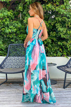 Crisscross Printed Surplice Cami Dress - Delanoir