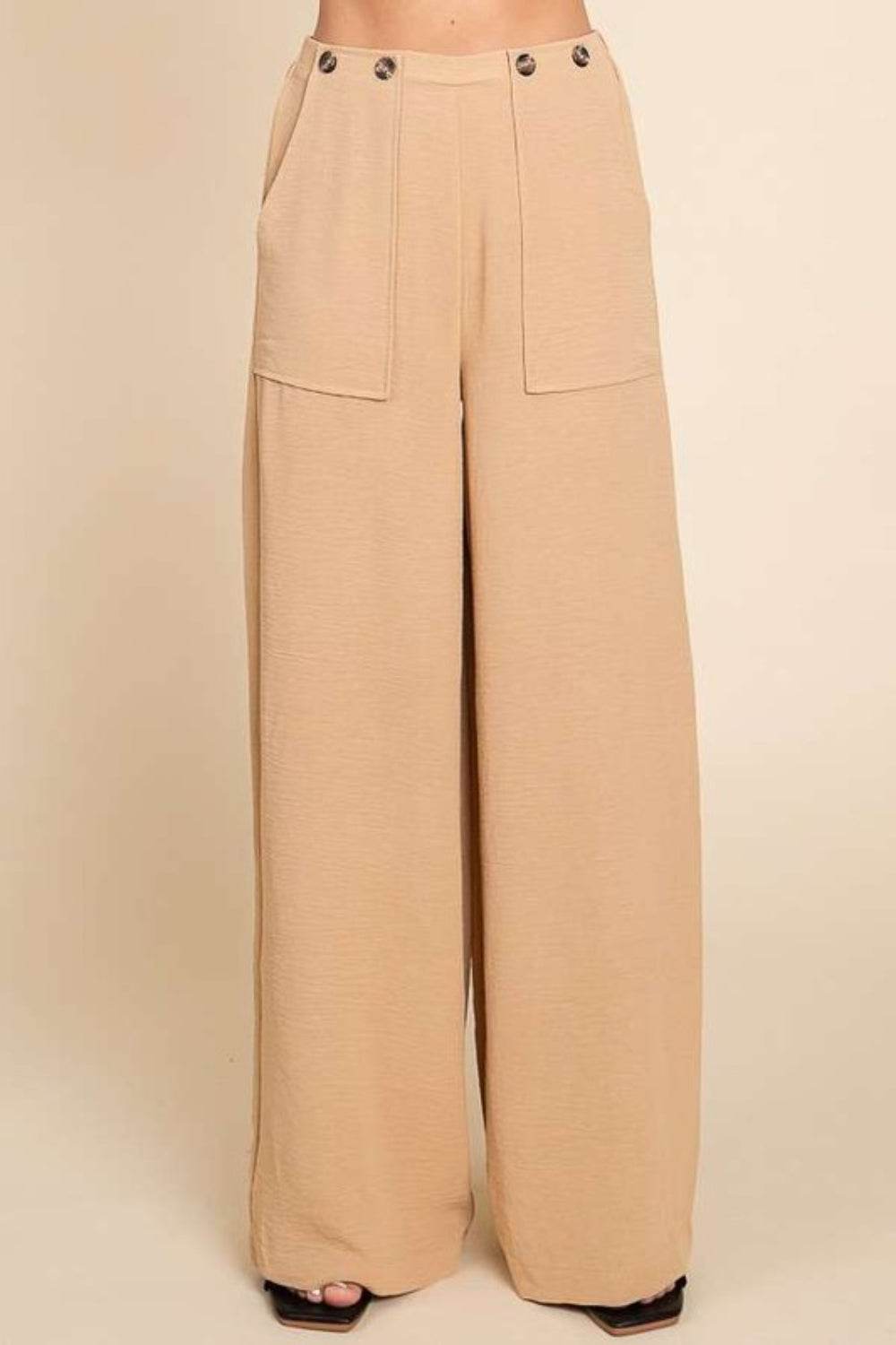 Culture Code Full Size High Waist Wide Leg Cargo Pants - Delanoir