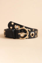 Heart Shape Alloy Detail PU Leather Belt - Delanoir