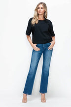 bytos Full Size Cat's Whiskers High Rise Straight Jeans - Delanoir