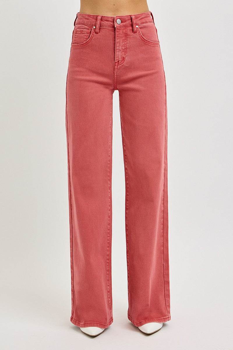RISEN Full Size High Rise Tummy Control Wide Leg Jeans - Delanoir