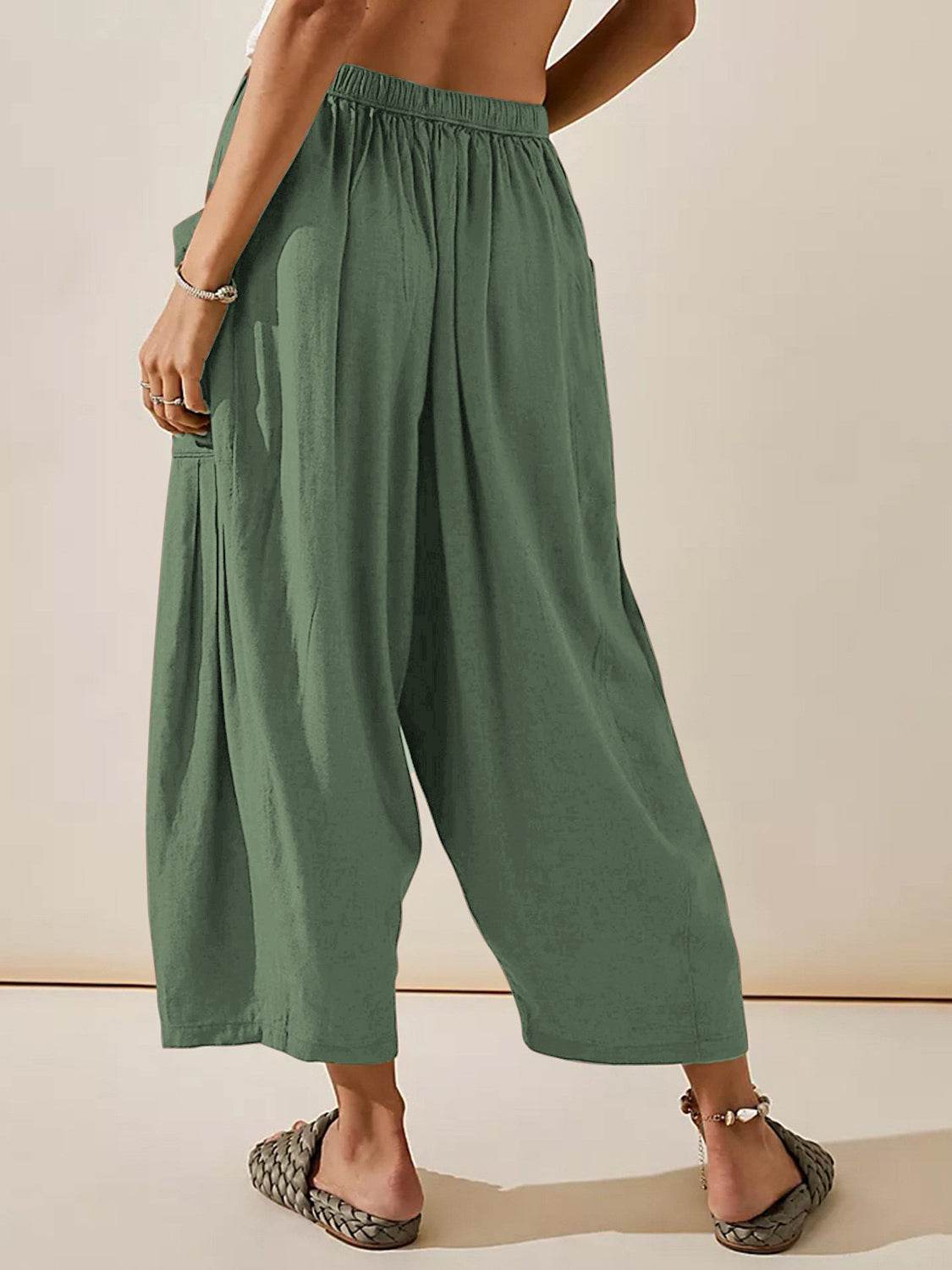Full Size Wide Leg Pants with Pockets - Delanoir