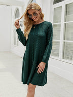 Cable-Knit Long Sleeve Sweater Dress - Delanoir