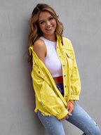 Distressed Drop Shoulder Denim Jacket - Delanoir