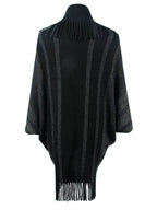 Fringe Detail Open Front Poncho - Delanoir