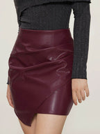 Ruched Mini Skirt with Zipper - Delanoir