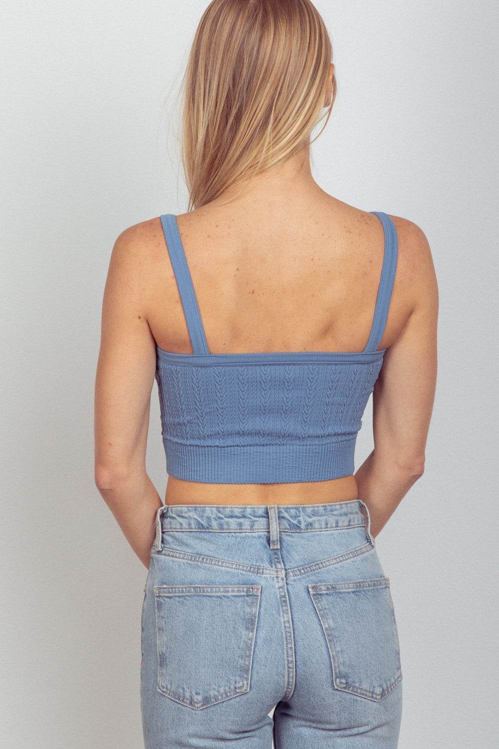VERY J Cable Knit Seamless Cropped Cami - Delanoir