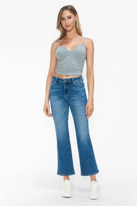 bytos Full Size Cat's Whiskers Mid Rise Ankle Jeans - Delanoir