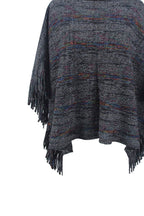 Round Neck Fringe Detail Sleeve Poncho - Delanoir