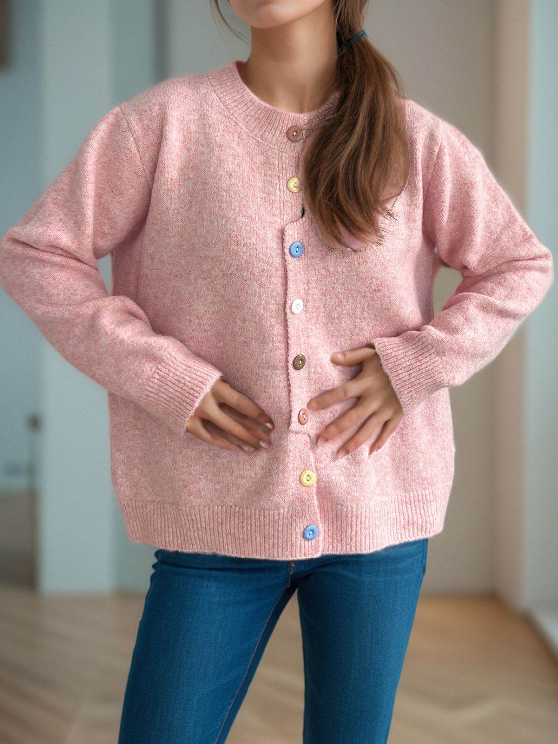 Button Down Long Sleeve Cardigan - Delanoir