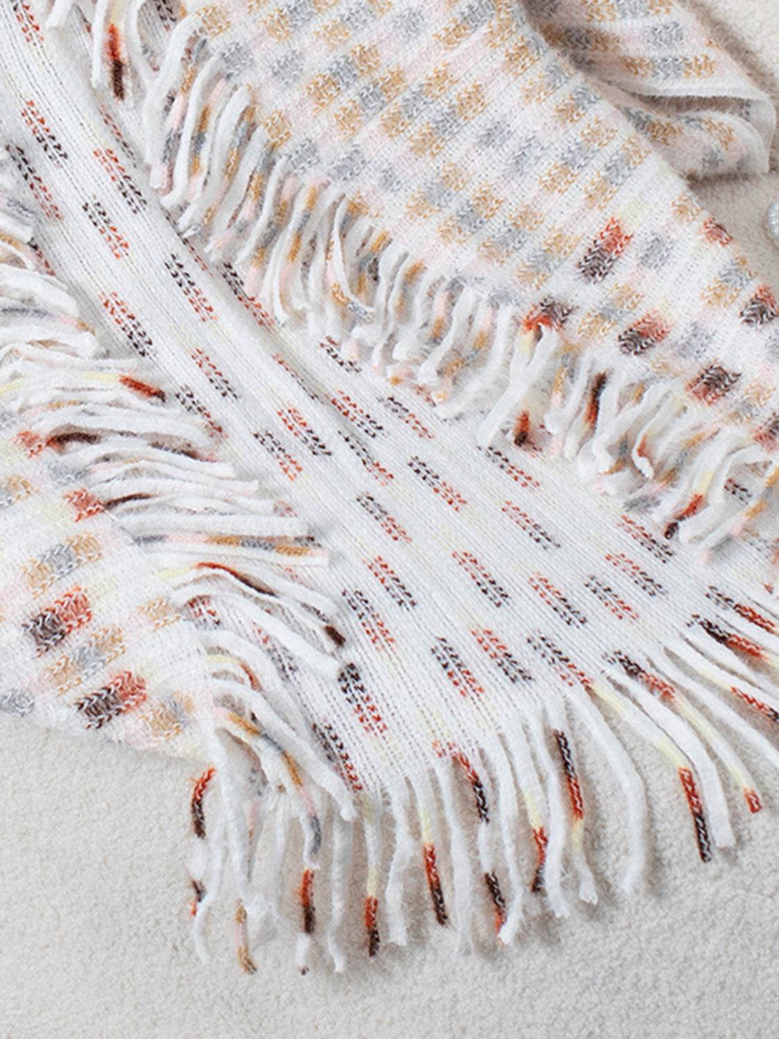 Fringe Open Front Half Sleeve Poncho - Delanoir