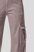 High Waist Straight Leg Cargo Jeans - Delanoir