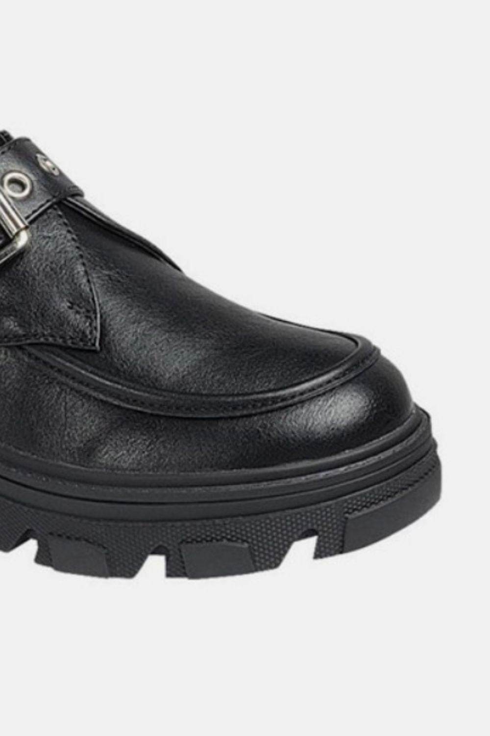 Forever Link Buckled Platform Lug Sole Loafers - Delanoir
