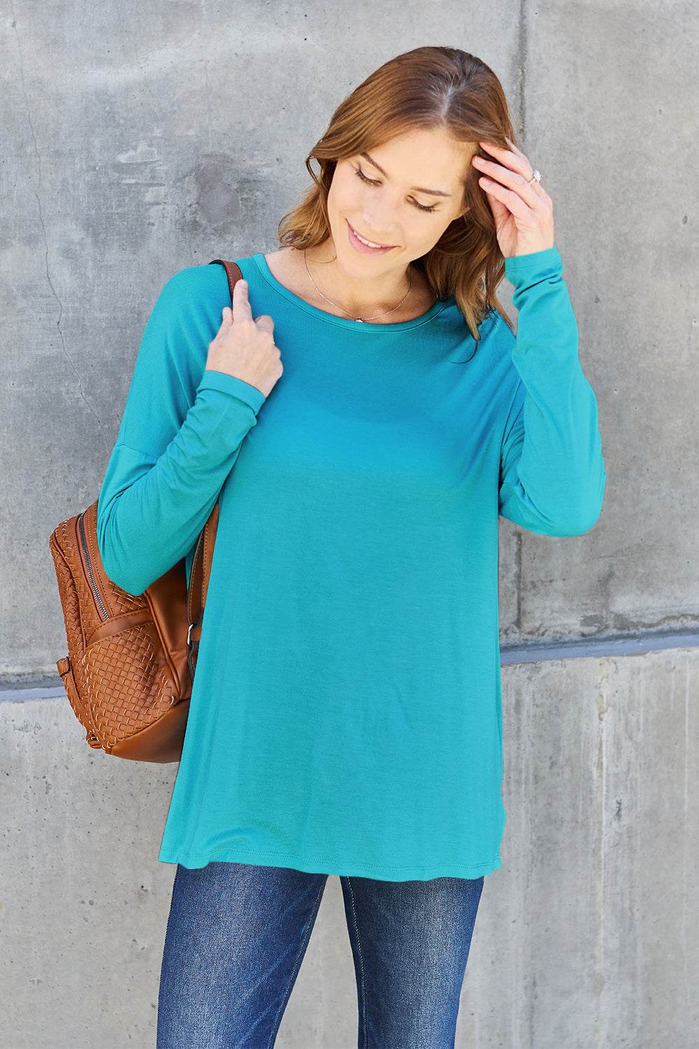 Basic Bae Full Size Round Neck Dropped Shoulder T-Shirt - Delanoir