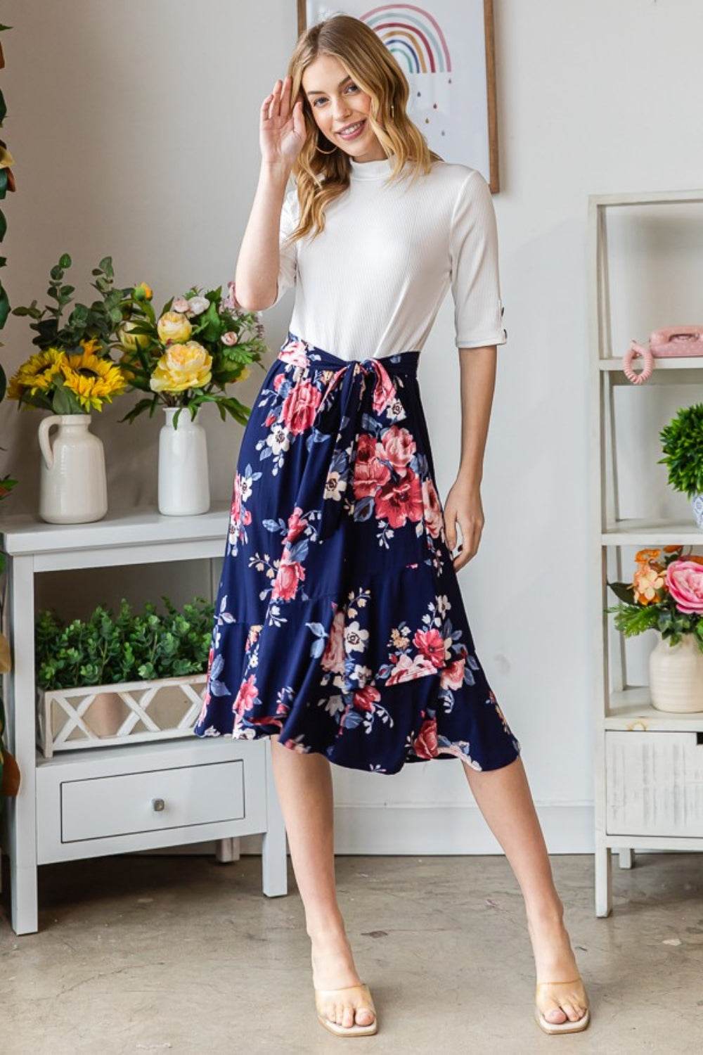Reborn J Floral Wrap Ruffled Skirt - Delanoir