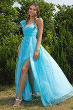 Asymmetrical Ruched Slit Dress - Delanoir