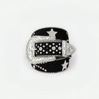 PU Leather Inlaid Rhinestone Belt - Delanoir