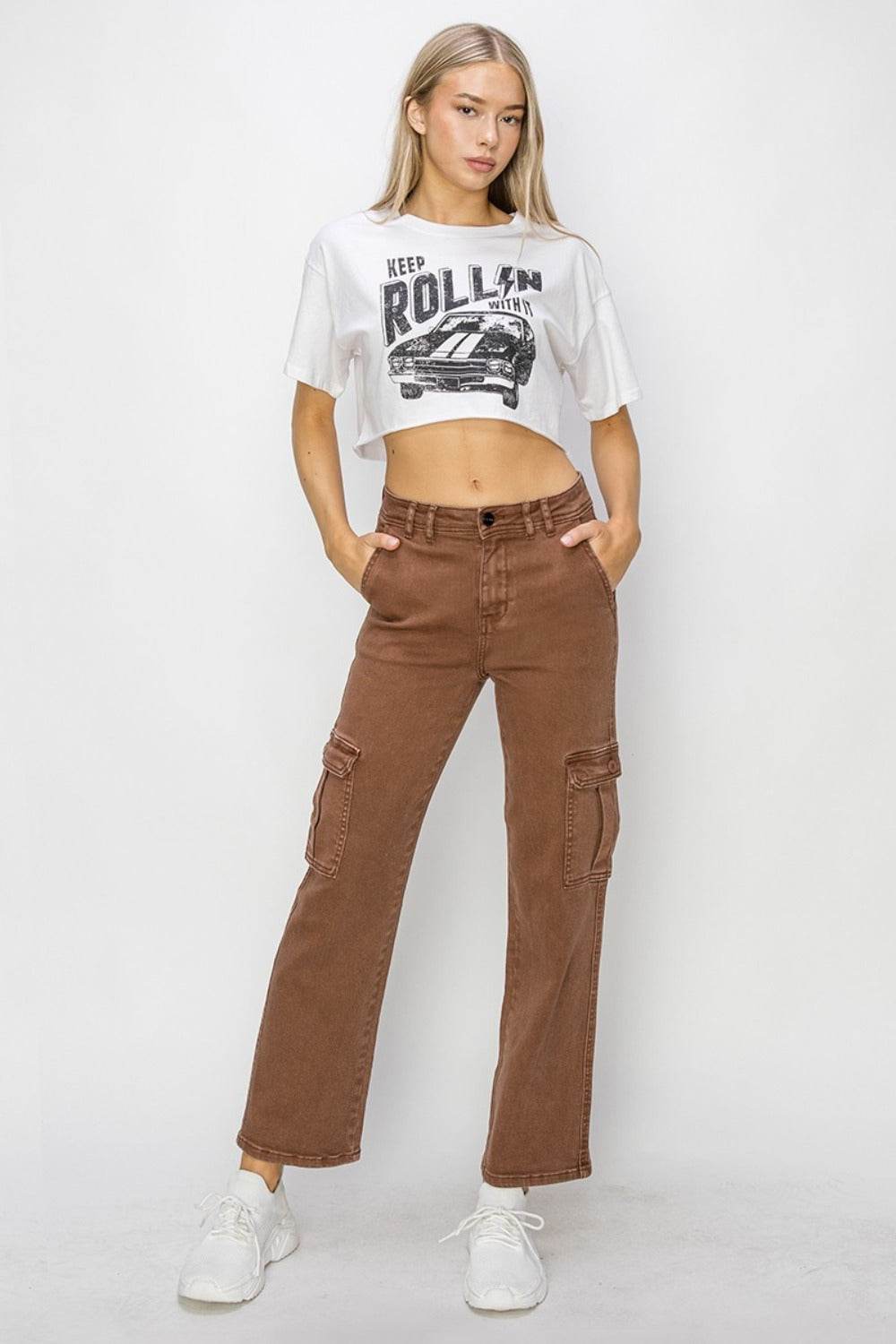 Risen Full Size High Rise Cargo Jeans - Delanoir