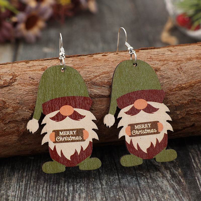 Wooden Gnome Dangle Earrings - Delanoir