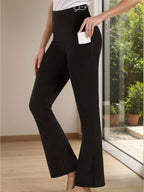 Bootcut High Rise Pants with Pockets - Delanoir