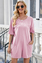 Lovelet Backless Round Neck Half Sleeve Romper - Delanoir