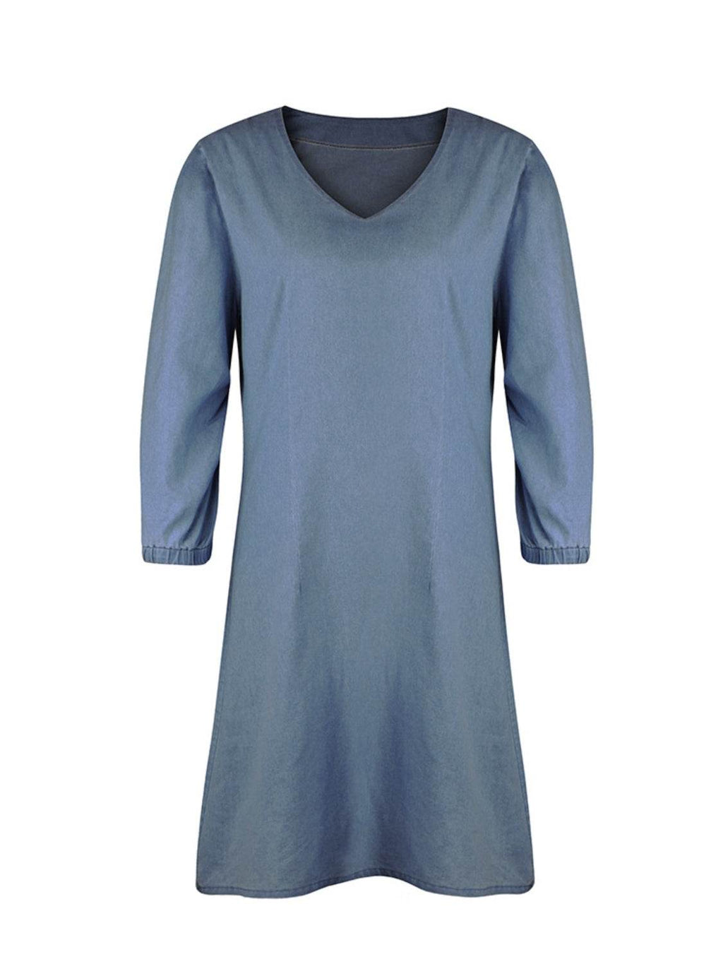 Full Size V-Neck Half Sleeve Dress - Delanoir