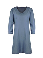 Full Size V-Neck Half Sleeve Dress - Delanoir