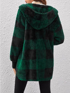 Plaid Long Sleeve Hooded Coat - Delanoir