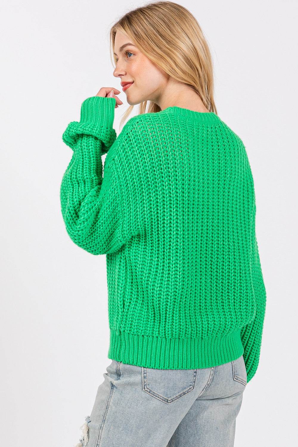 SAGE + FIG Round Neck Drop Shoulder Sweater - Delanoir