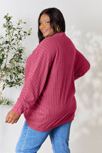 Basic Bae Full Size Ribbed Cocoon Cardigan - Delanoir