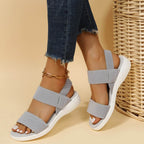 Rubber Open Toe Low Heel Sandals - Delanoir